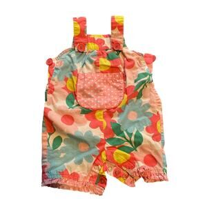 Baby Boden EUC Floral Shortalls 3-6 Months